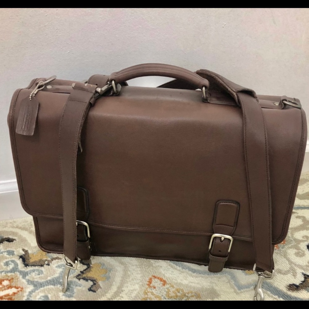Authentic Coach Hudson Genuine Leather Multi-pocket  Briefcase